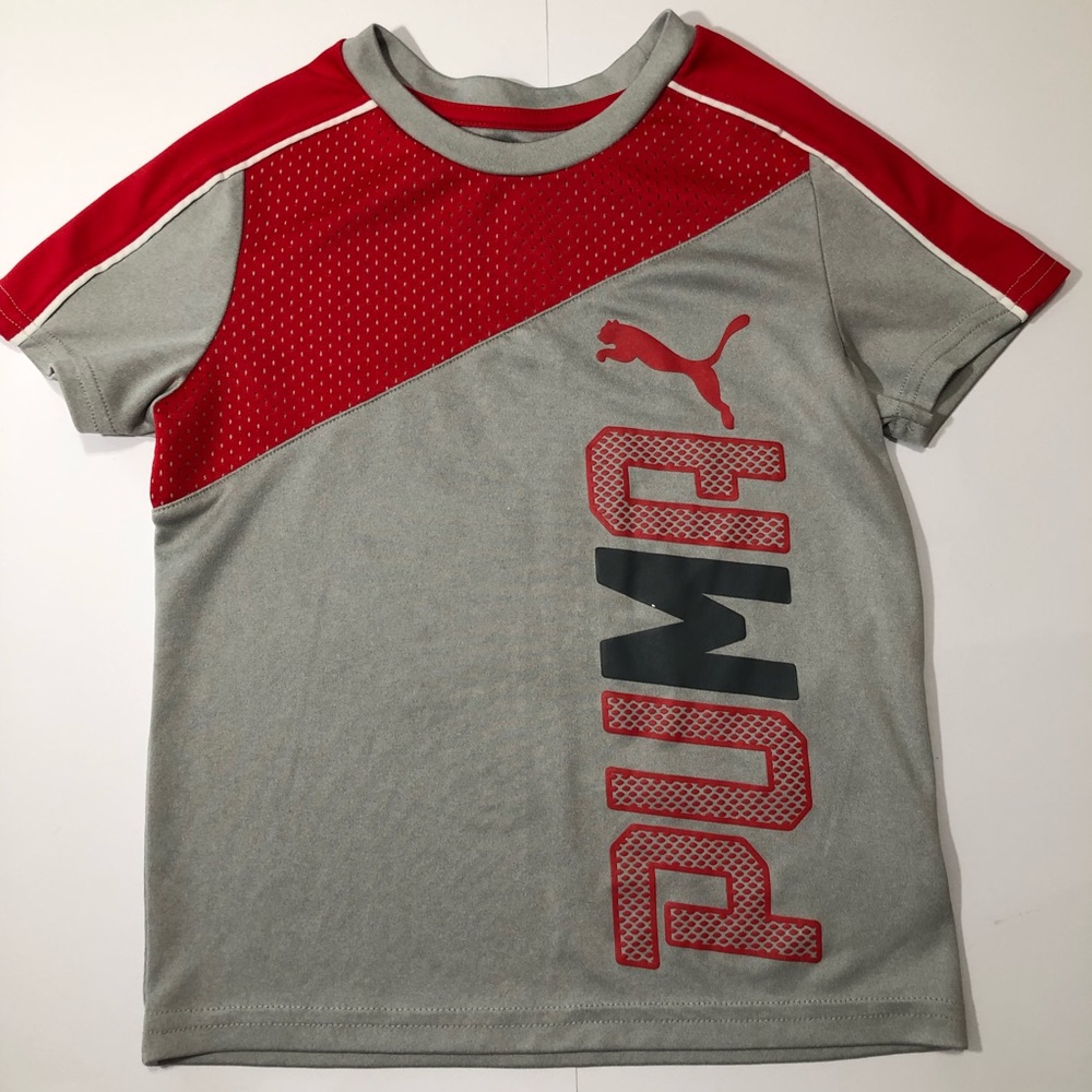 Puma Kids Gray Logo Short Sleeve T-shirt Size 5